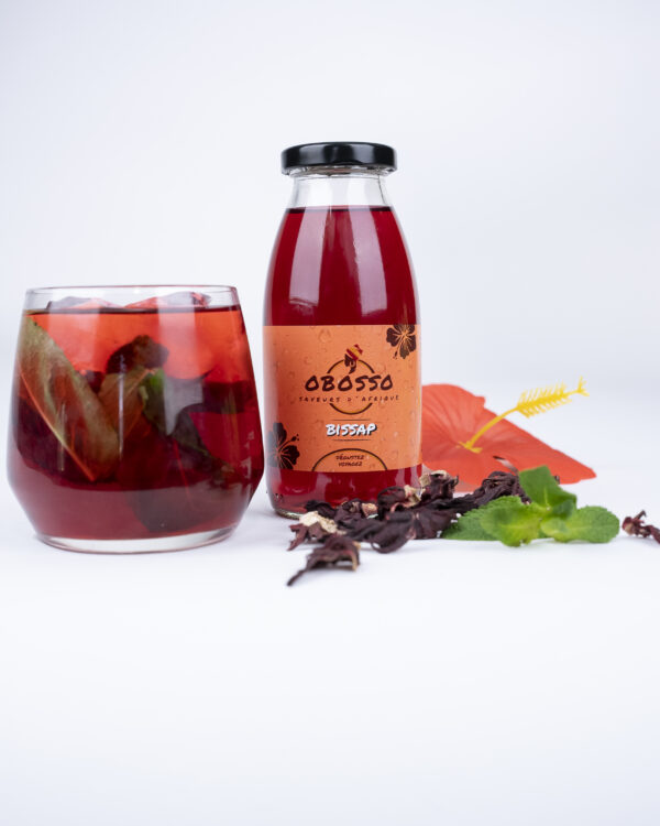 boisson originale jus de gingembre bissap infusion fleur d'hibiscus saveur différente afrique cameroun obosso boisson alternatives boisson lyonnaises boissons de lyon boisson originales boisson sans alcool exotique chaleur voyage evasion